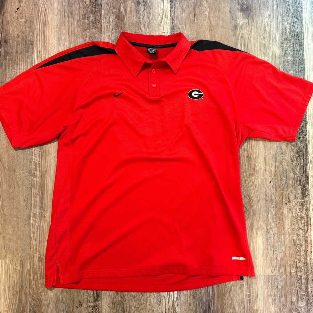 Vintage Georgia Bulldogs Nike Polo Shirt Red Embroidered Mens XXL Mesh
